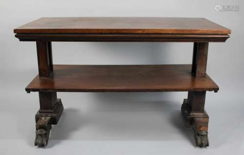 A Victorian Mahogany Two Tier Buffet on Scrolled Feet, Stick...