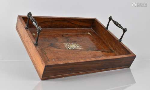 A Late 19th Century Rosewood Pen Tray with Mother of Pearl I...