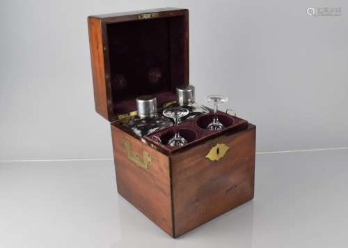 A Georgian Mahogany Cased Campaign Two Bottle and Two Glass ...