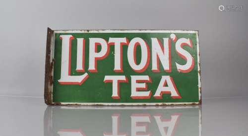 A Vintage Wall Mounting Enamelled Sign, Liptons Tea, 16x23cm...