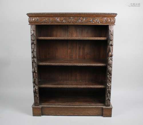 A Late 19th/Early 20th Century Carved Oak Four Shelf Open Bo...