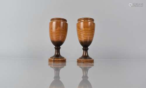 A Pair of 19 Century Treen Turned Laburnum Goblets, Probably...