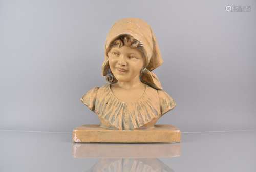 An Early 20th Century Continental Plaster Bust of a Young Wo...