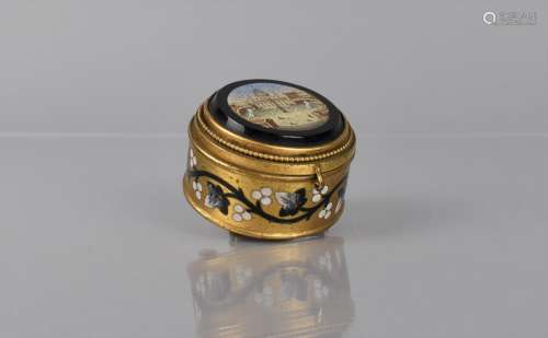 A Small 19th Century Gilt Metal and Enamel Grand Tour Box of...