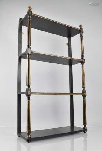An Ebonised and Gilt Aesthetic Style Wall Hanging Four Shelf...