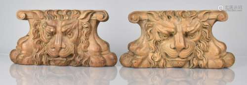 A Pair of 19th Century Carved Wooden Elements Possibly Capit...