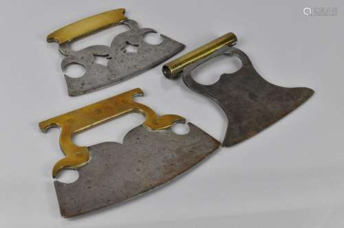 Three 19th Century Steel and Brass Herb Cutters, Largest 21c...