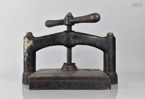 A Late Victorian Cast Iron Book Press, 40cm Wide and 32cm Hi...