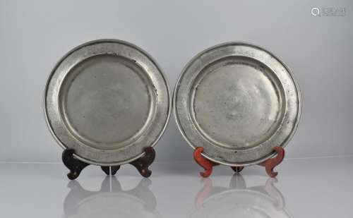 A Pair of 19th Century Pewter Communion Offertory Plates wit...