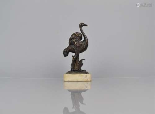A 19th Century Bronze Figure of an Ostrich Mounted on a Lime...