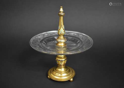 A French Gilt Bronze and Cut Glass Table Garniture Stand wit...