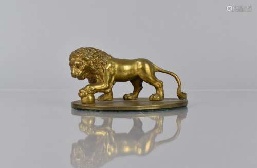 A Gilt Bronze Study of a Medici Lion, Mounted on Oval Base, ...