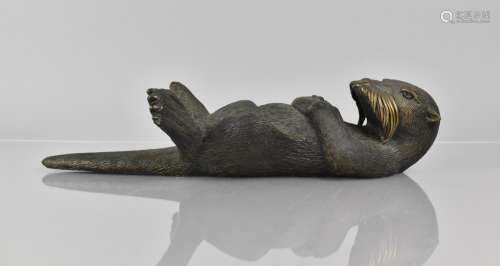 Phil Vanderlei (American) A Bronze Study of an Otter, Modell...