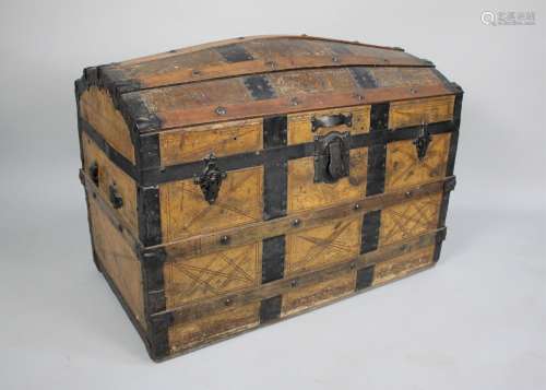 A Late 19th Century Dome Top Travelling Trunk with Iron and ...