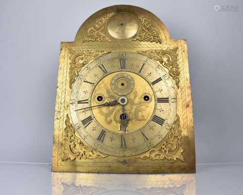 A Mid 18th Century Arched Long Case Clock Dial in Brass by J...