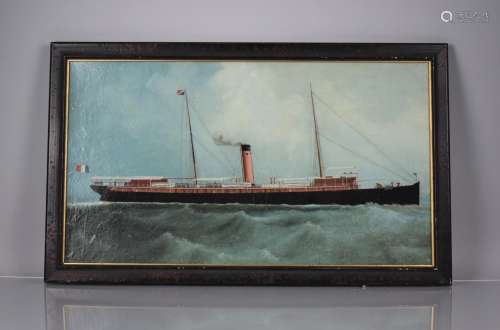 An Early 20th Century Oil on Board, Steamship Hating, 60x33c...