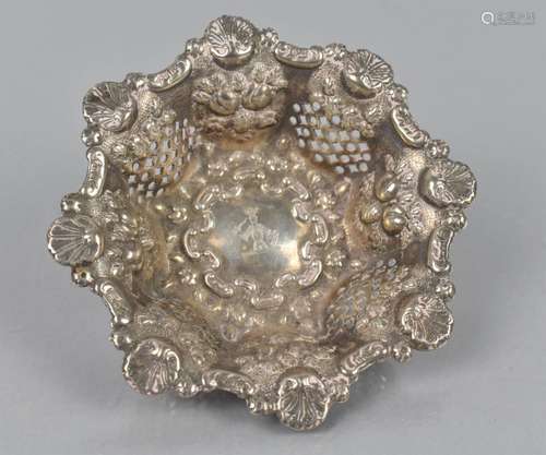 A Late Victorian Silver Dish of Hexagonal Form with Pierced ...