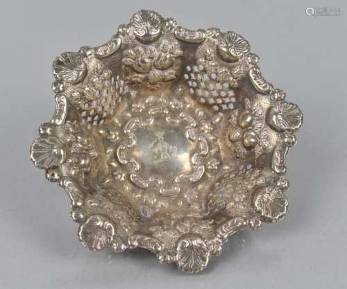 A Late Victorian Silver Dish of Hexagonal Form with Pierced ...