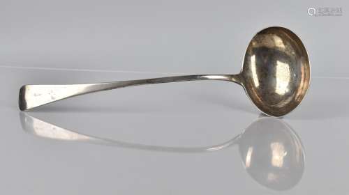 A Georgian Silver Ladle, Hallmark Rubbed, 33cms Long, 193gms