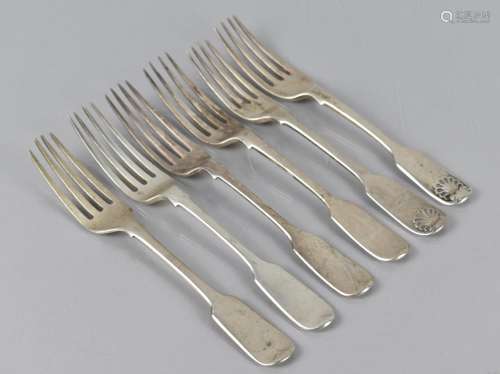 A Set of Four Victorian Forks, London Hallmark 1854, by Eliz...