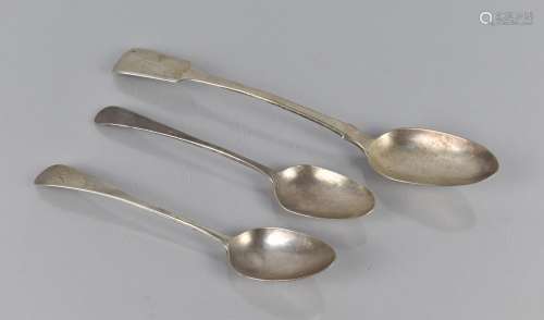 Two Georgian Serving Spoons, London Hallmarks, together with...