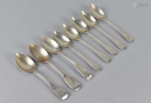 A Set of Five Victorian Silver Teaspoons by Benoni Stephens,...