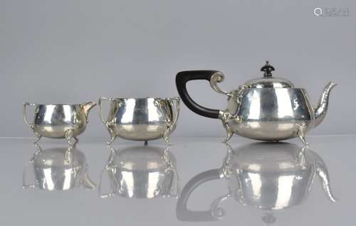A Three Piece Silver Tea Service, Birmingham Hallmark having...
