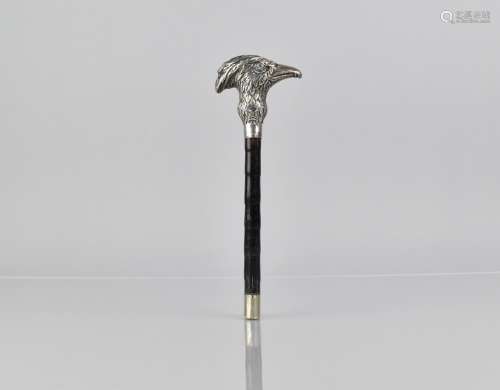 An Edwardian Silver and Bamboo Parasol Handle with Silver Gr...