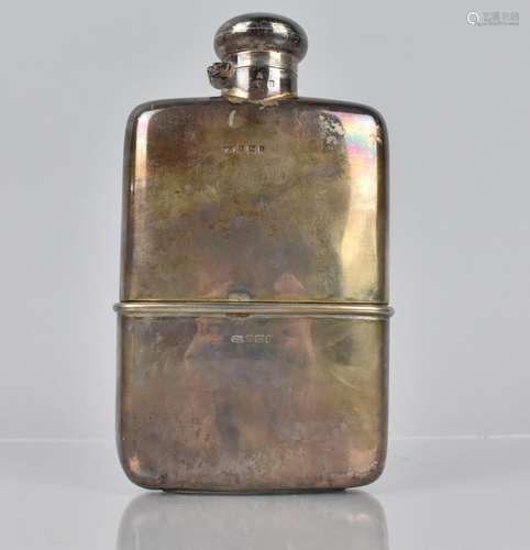 An Edward VII Silver Hip Flask by Fattorini and Sons, London...