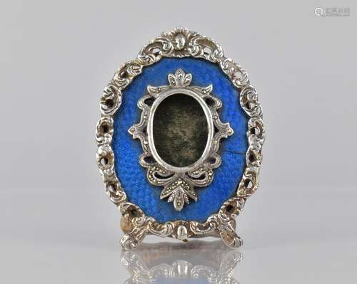 A Pretty Russian Silver and Blue Enamel Miniature Easel Back...