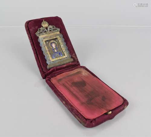 A 19th Century Russian Pressed Metal and Enamelled Icon Depi...