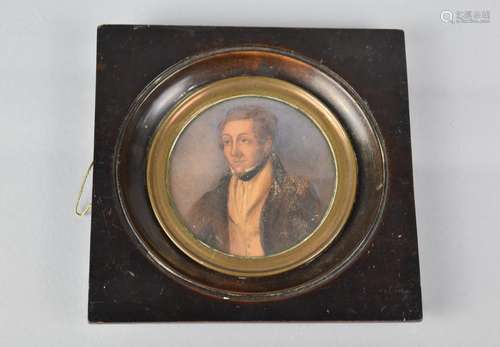 A Framed 19th century Portrait Miniature on Card, Charles Ma...