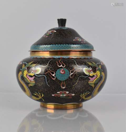 A Chinese Cloisonne Jar and Cover of Squat Form decorated in...