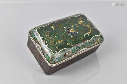 A Japanese Cloisonne and Silver Lidded Box of Rectangular Fo...