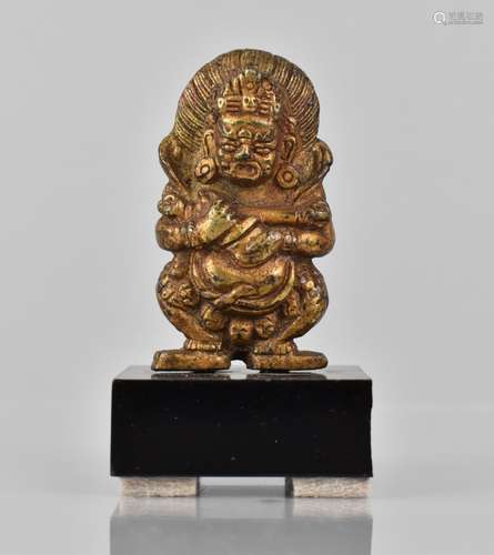 A Small Gilt Bronze Figure of Deity, Mahakala, Set on Later ...