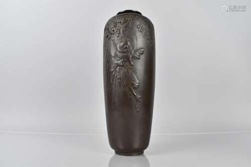 A Japanese Meiji Period Bronze Vase, Ovoid Form decorated in...