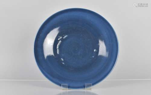 A 19th Century Chinese Monochrome Plate, Blue Glaze, 29cms D...