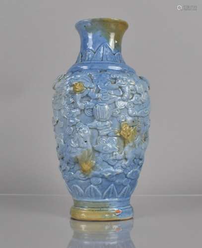 A Chinese Fahua Ware Type Vase decorated in Shallow Relief w...