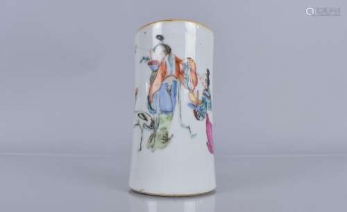 A 19th Century Chinese Porcelain Spill Vase of Waisted Cylin...