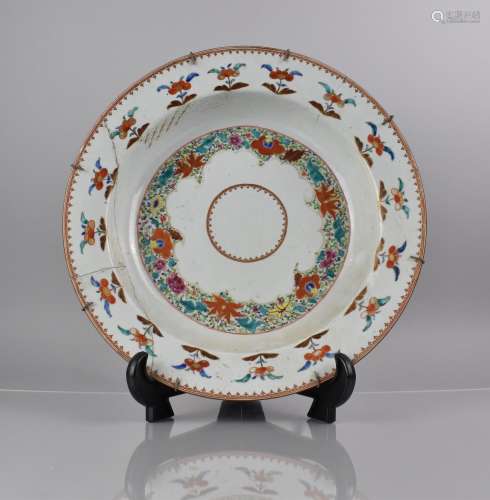 A Large 18th Century Chinese Export Porcelain Shallow Bowl d...