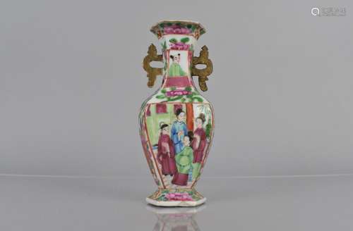 A Small 19th Century Chinese Vase decorated in the Famille R...