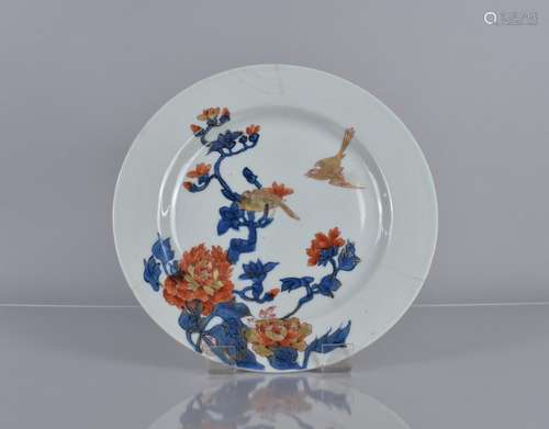 An 18th/19th Century Chinese Porcelain Clobbered Plate decor...