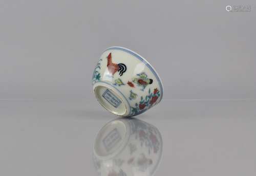 A Chinese Porcelain Doucai Chicken Cup in the Ming Style (13...