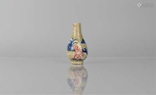 A Chinese Snuff Bottle/Miniature Vase, Crackle Glazed with B...