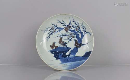 A 19th Century Chinese Blue and White Porcelain Charger deco...