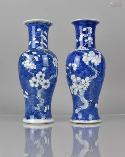 A Pair of 19th century Chinese Blue and White Prunus Pattern...