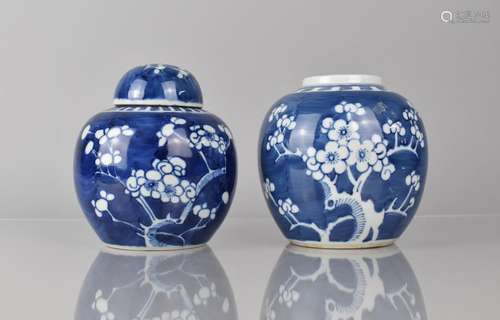 Two Chinese Porcelain Blue and White Prunus Pattern Ginger J...