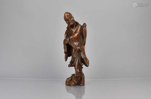 A 19th Century Chinese Carved Hardwood Figure of Shouxing Ch...