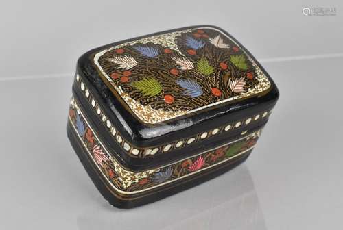 A Kashmiri Lacquer Card Box with Domed Lid, Decorated in Pol...