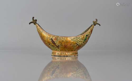 A Bronze Kashmiri Kashkul or Beggars Bowl of Usual Boat Form...